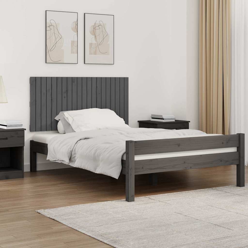 vidaXL Стенна табла за спалня сива 1275x3x60 см борово дърво масив