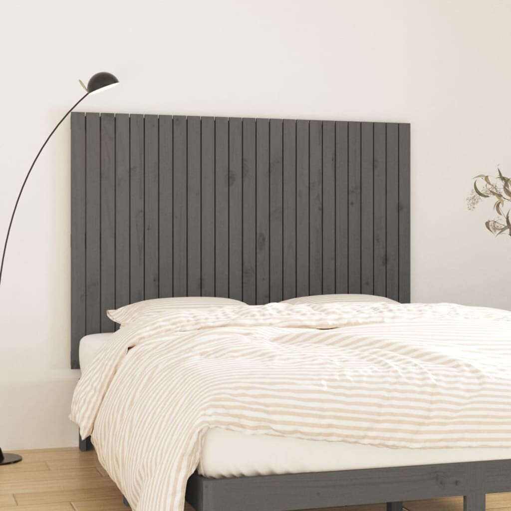 vidaXL Стенна табла за спалня сива 1595x3x110см борово дърво масив