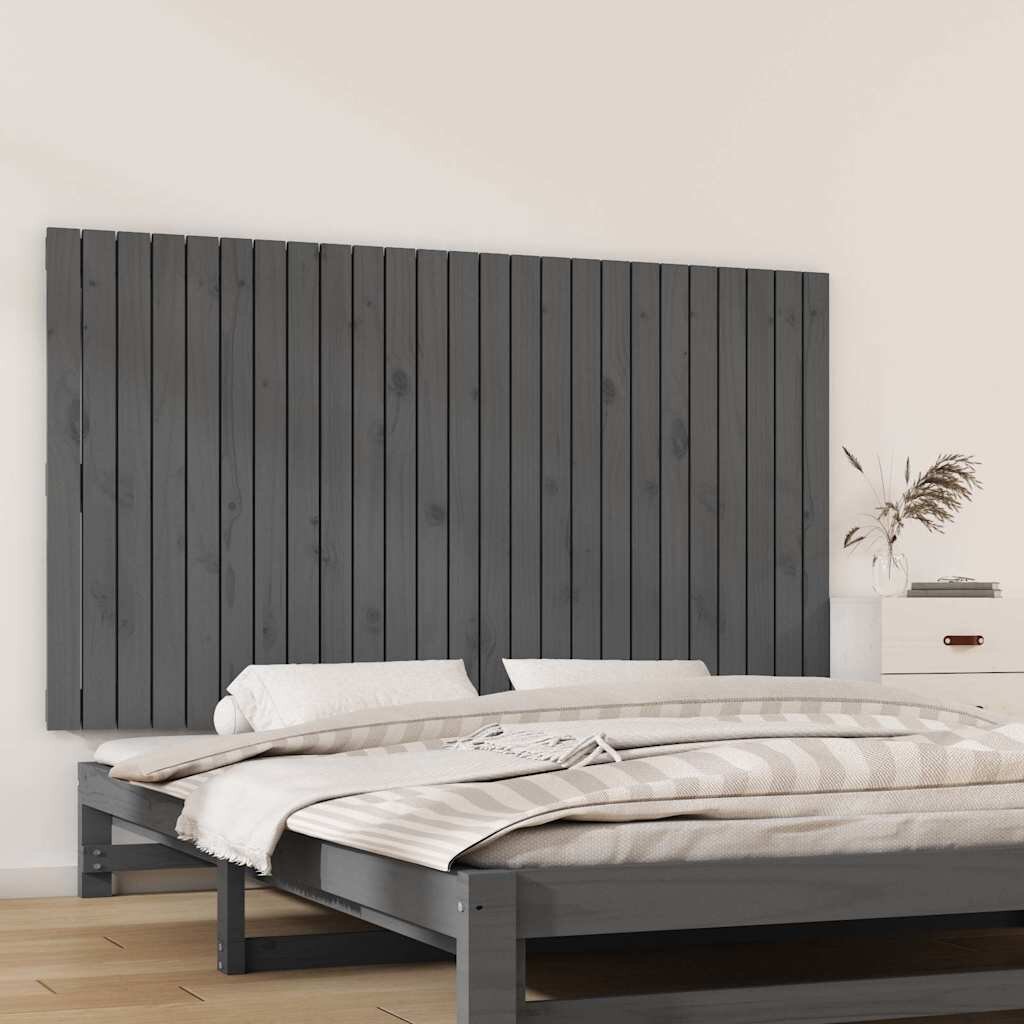 vidaXL Стенна табла за спалня сива 1595x3x90 см борово дърво масив