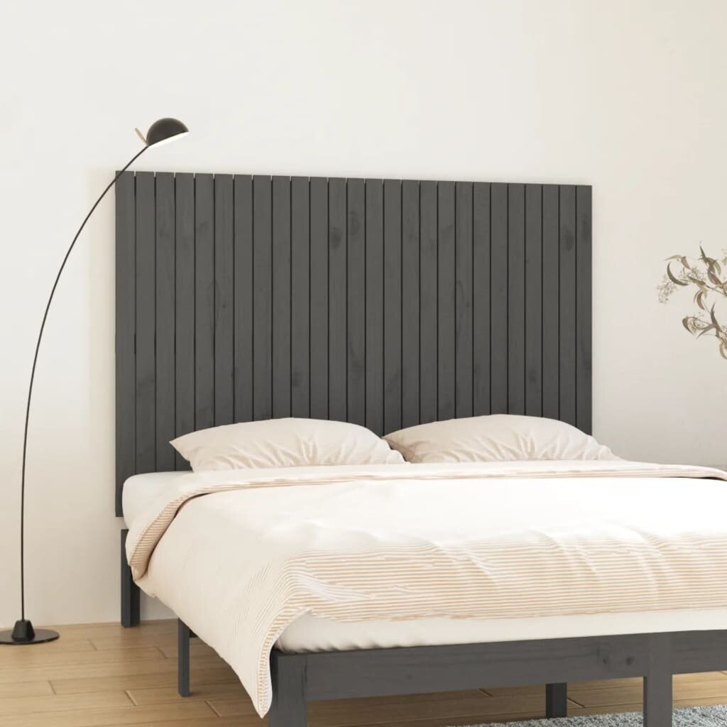vidaXL Стенна табла за спалня сива 166x3x110 см борово дърво масив