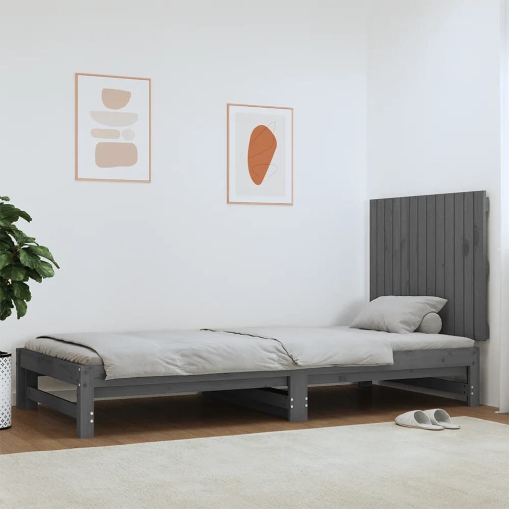 vidaXL Стенна табла за спалня сива 825x3x60 см борово дърво масив