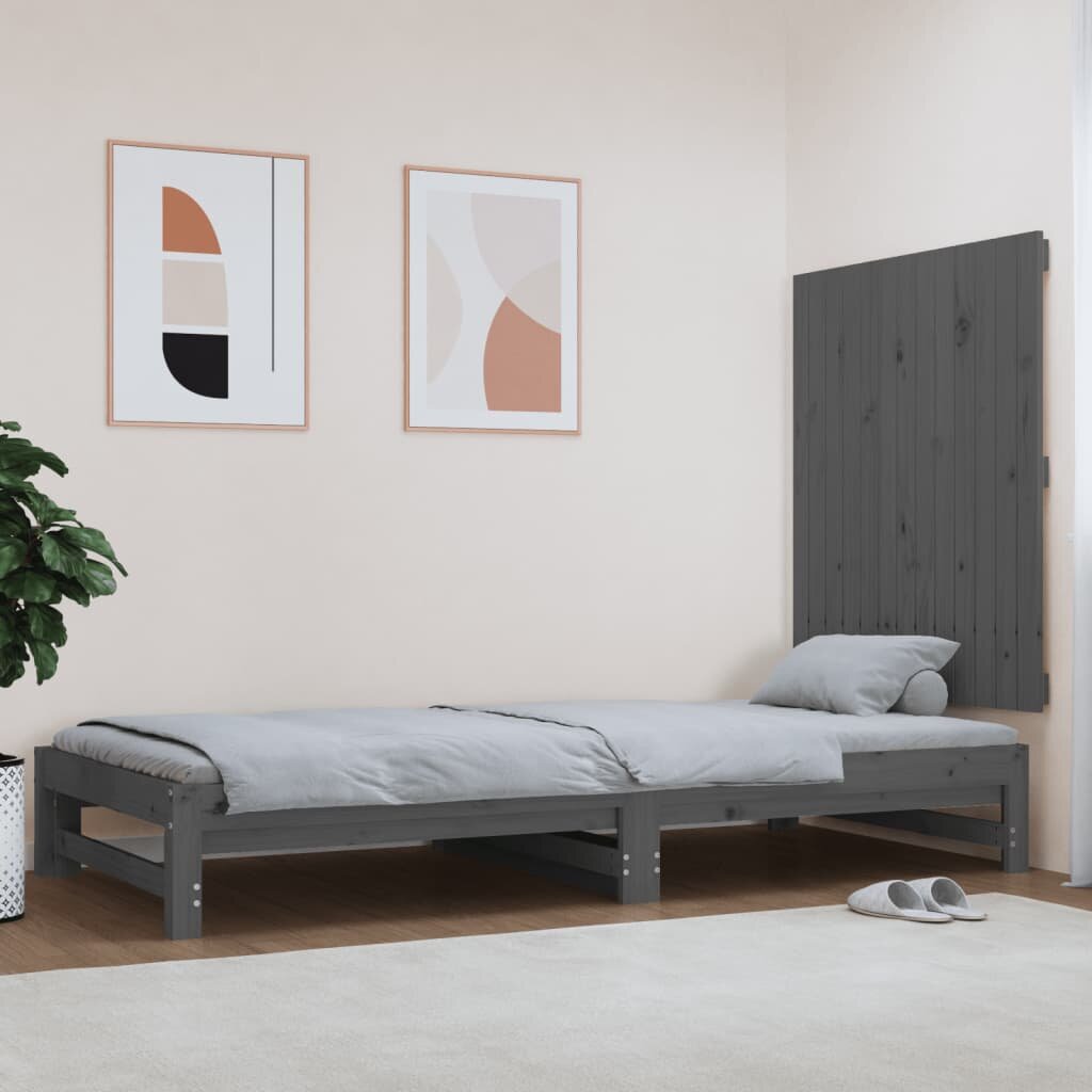 vidaXL Стенна табла за спалня сива 825x3x90 см борово дърво масив