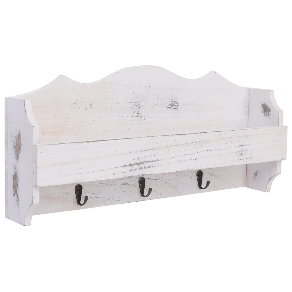 vidaXL Стенна закачалка за палта бяла 50x10x23 см дърво