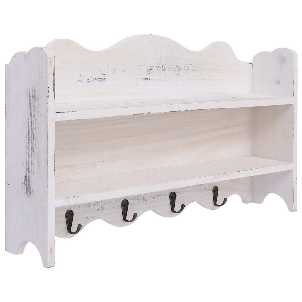 vidaXL Стенна закачалка за палта бяла 50x10x30 см дърво