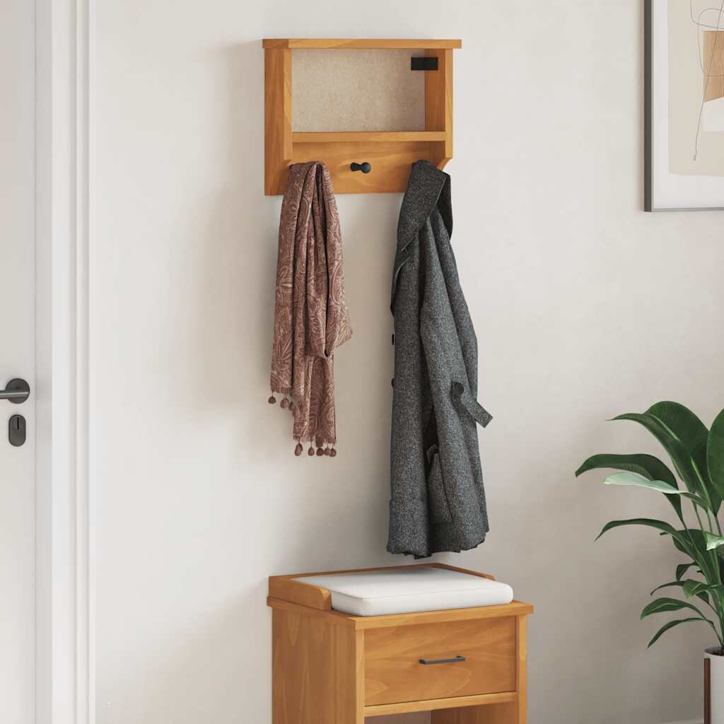 vidaXL Стенна закачалка за палта SANDNES 45x12x35 см масивна дървесина бор