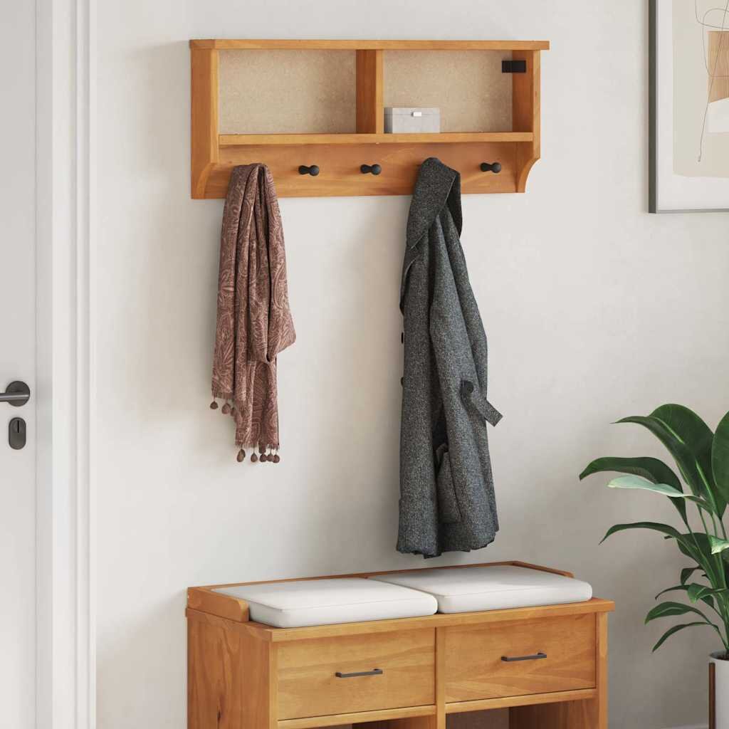 vidaXL Стенна закачалка за палта SANDNES 87x12x35 см масивна дървесина бор
