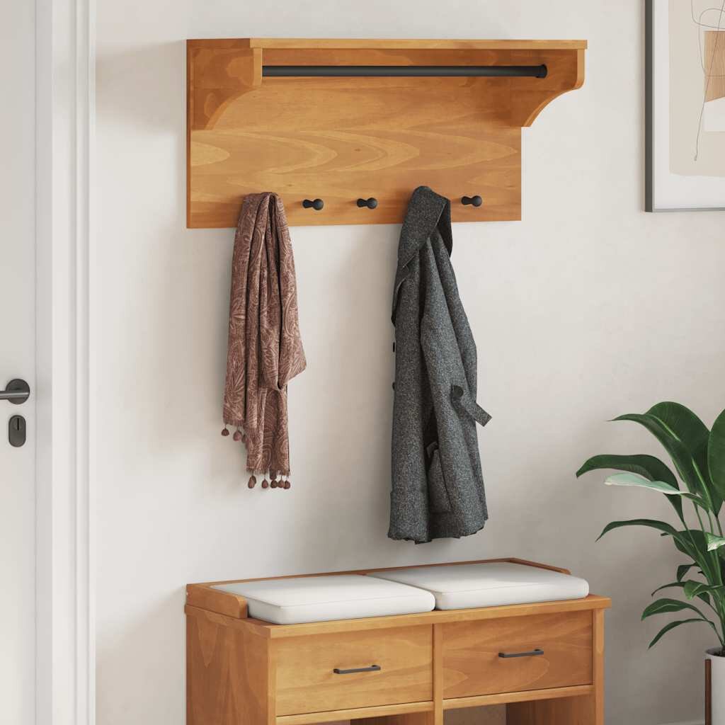 vidaXL Стенна закачалка за палта SANDNES 87x30x42 см масивна дървесина бор