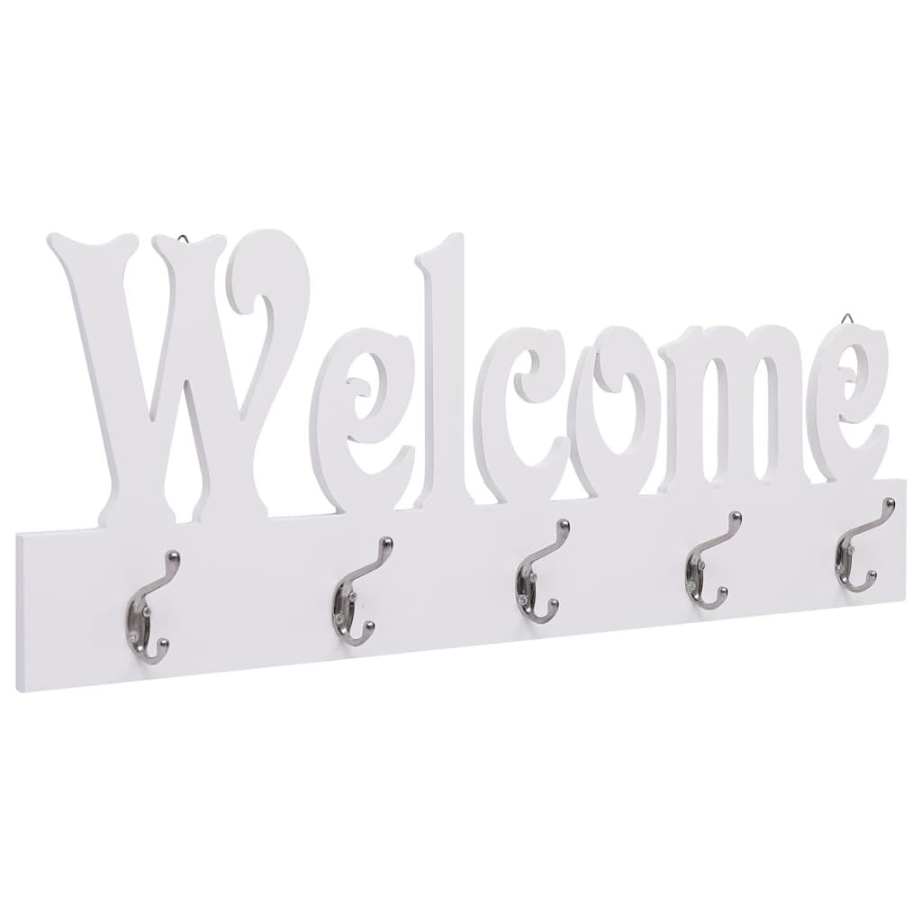 vidaXL Стенна закачалка за палта WELCOME бяла 74x295 см