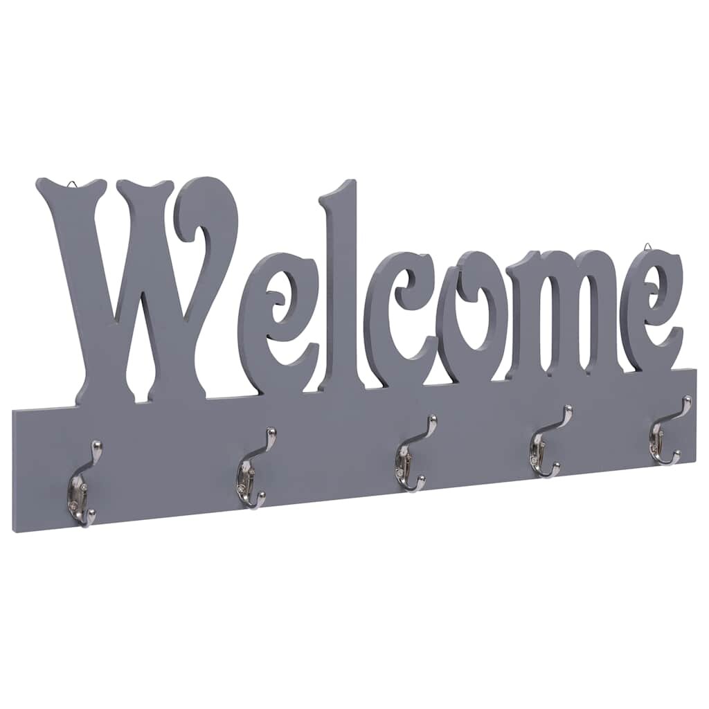 vidaXL Стенна закачалка за палта WELCOME сива 74x295 см