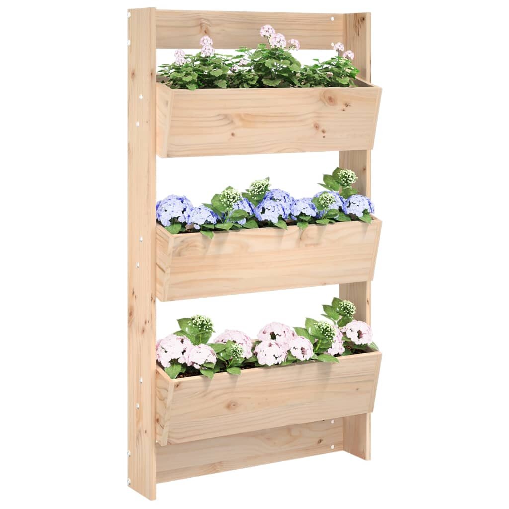 vidaXL Стенни кашпи 3 нива 60x185x110 см бор масивна дървесина