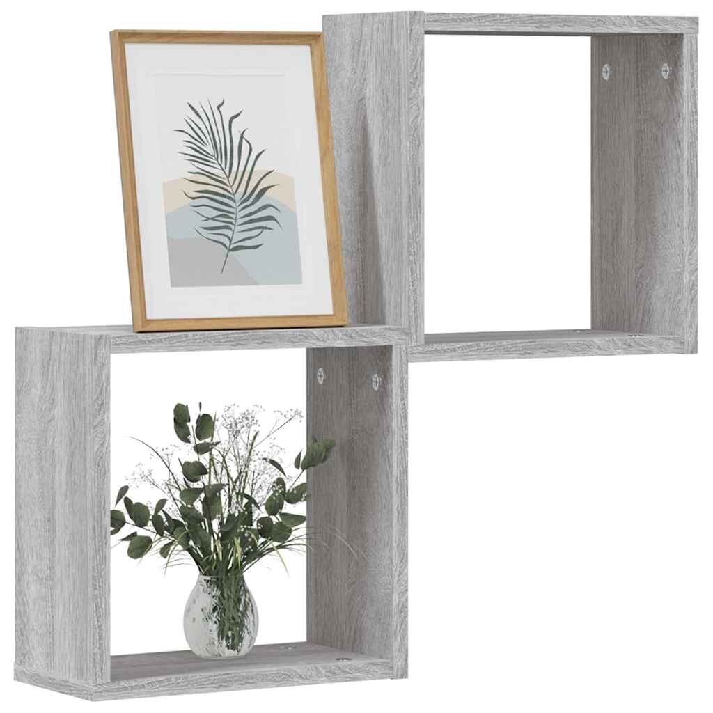 vidaXL стенни кубчета 2 бр. сиви сонома 30x15x30 см