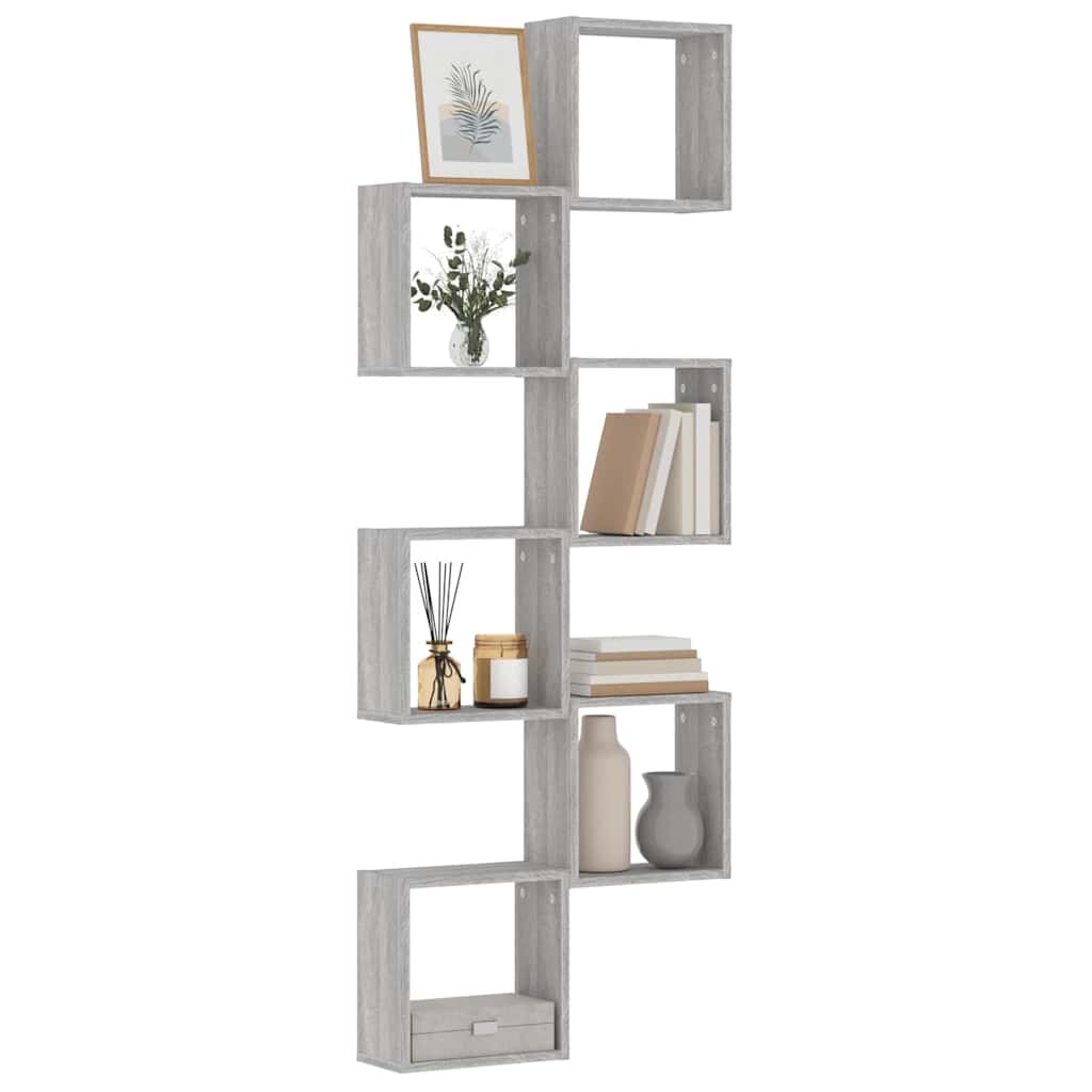 vidaXL стенни кубчета 6 бр. сиви сонома 30x15x30 см
