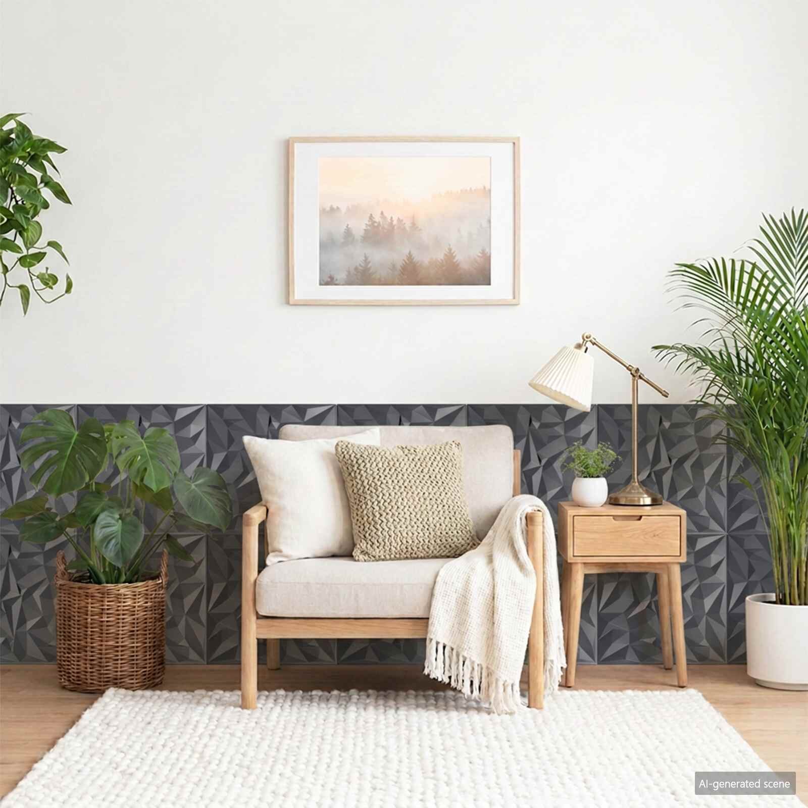 vidaXL Стенни панели 12 бр. 50 x 50 cm Аметист Сив XPS Пяна
