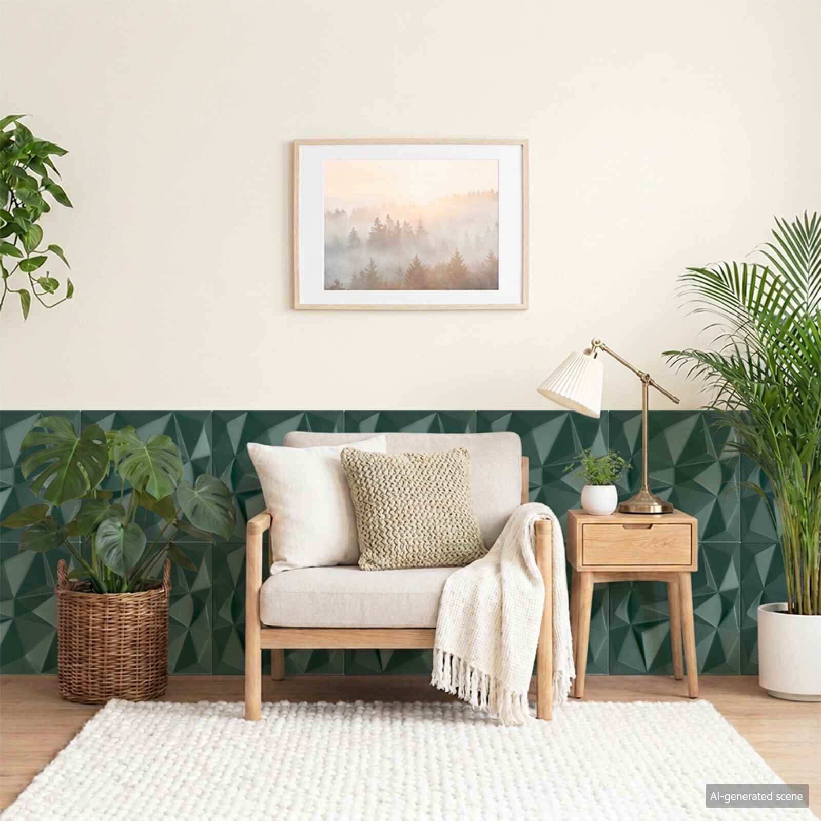 vidaXL Стенни панели 12 бр. 50 x 50 cm Диамант Зелен XPS Пяна