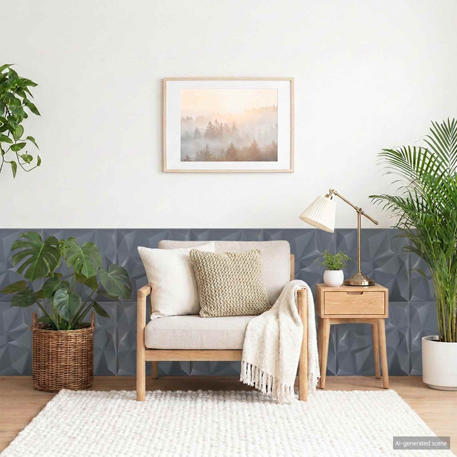 vidaXL Стенни панели 48 бр. 50 x 50 cm Диамант Сив XPS Пяна
