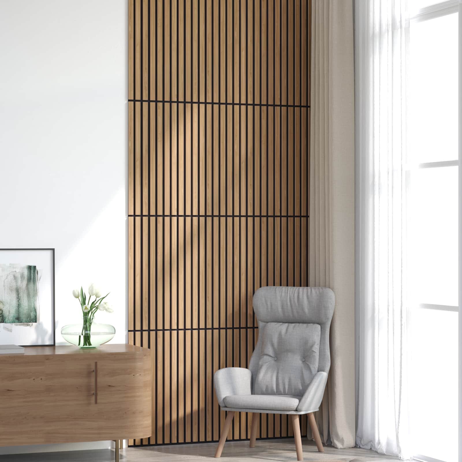 vidaXL Стенни панели 8 бр. 605 x 60 см Натурално