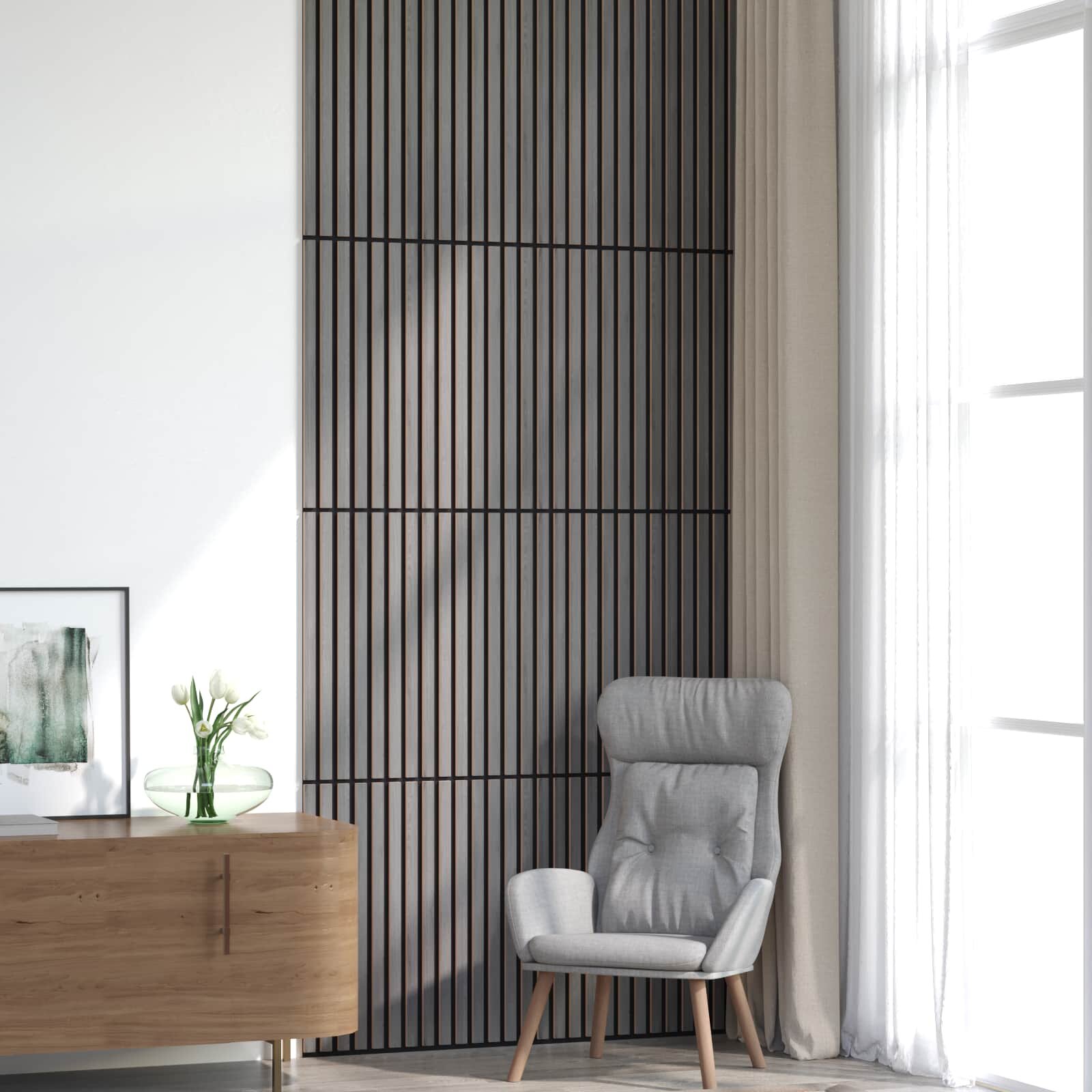 vidaXL Стенни панели 8 бр. 605 x 60 см Сиво