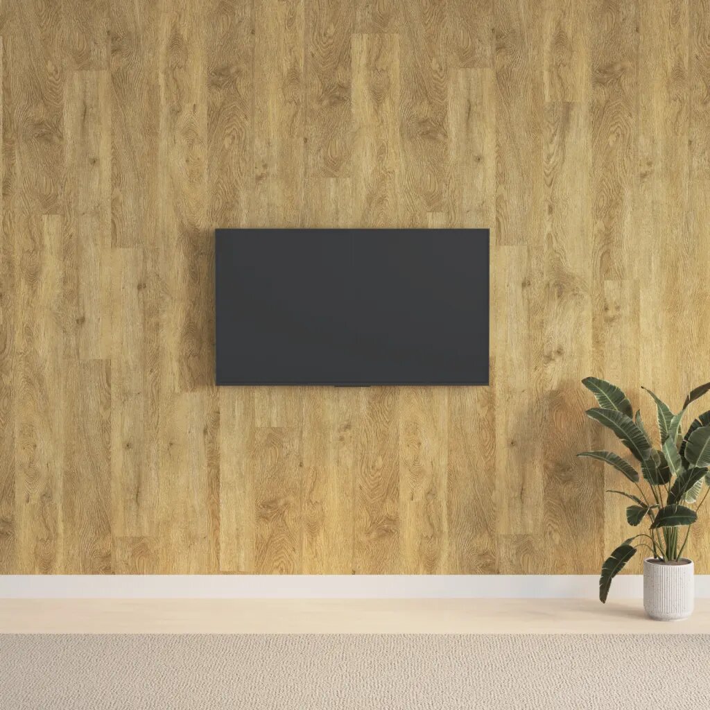 vidaXL Стенни панели с вид на дърво кафяви PVC 206 м²