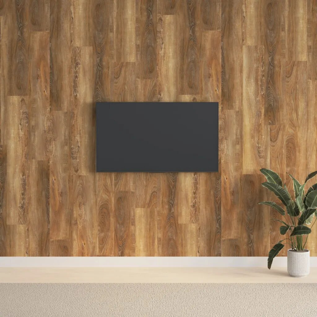 vidaXL Стенни панели с вид на дърво кафяви PVC 206 м²