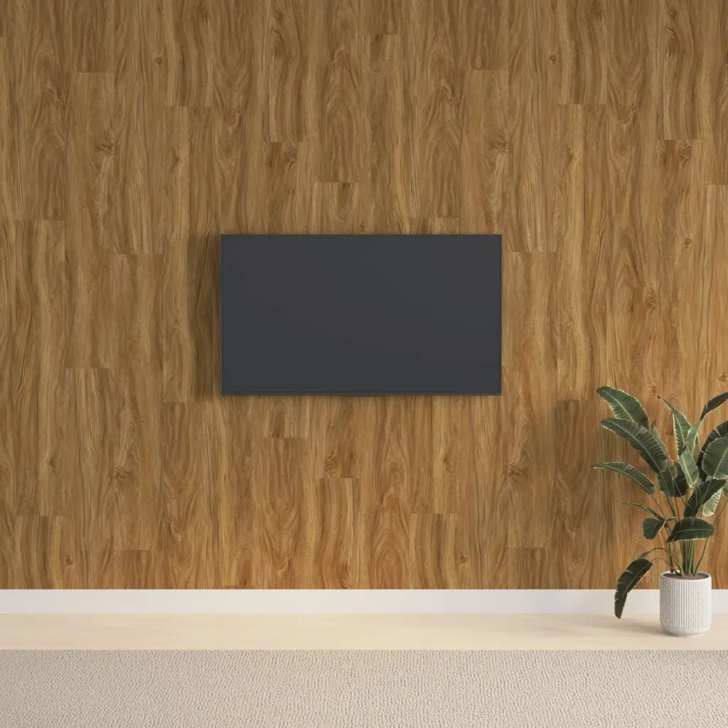 vidaXL Стенни панели с вид на дърво кафяви PVC 206 м²