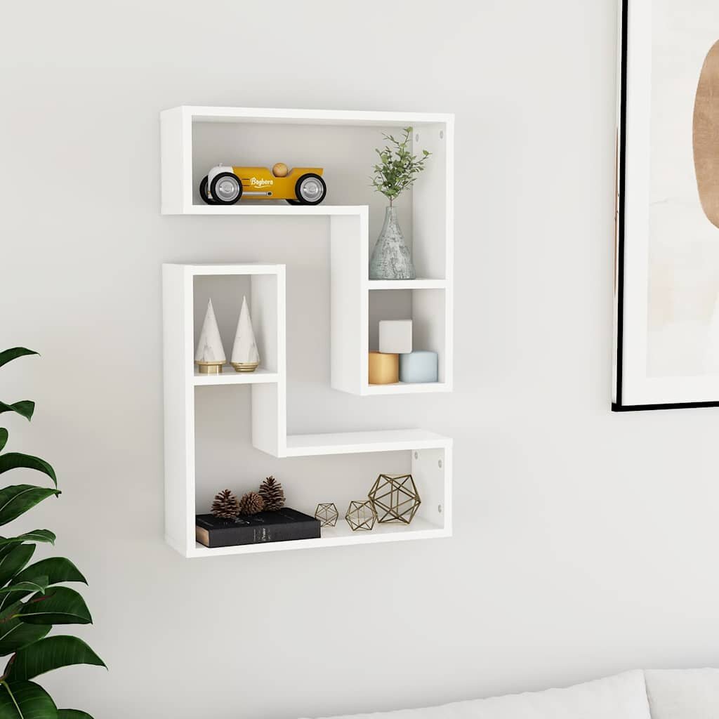vidaXL Стенни рафтове 2 бр бели 50x15x50 см инженерно дърво