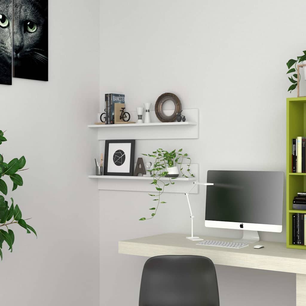 vidaXL Стенни рафтове 2 бр бели 80x115x18 см инженерно дърво