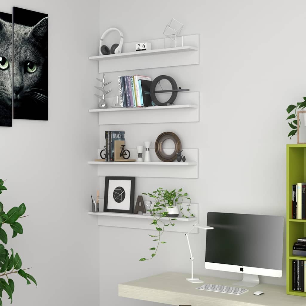 vidaXL Стенни рафтове 4 бр бели 80x115x18 см инженерно дърво