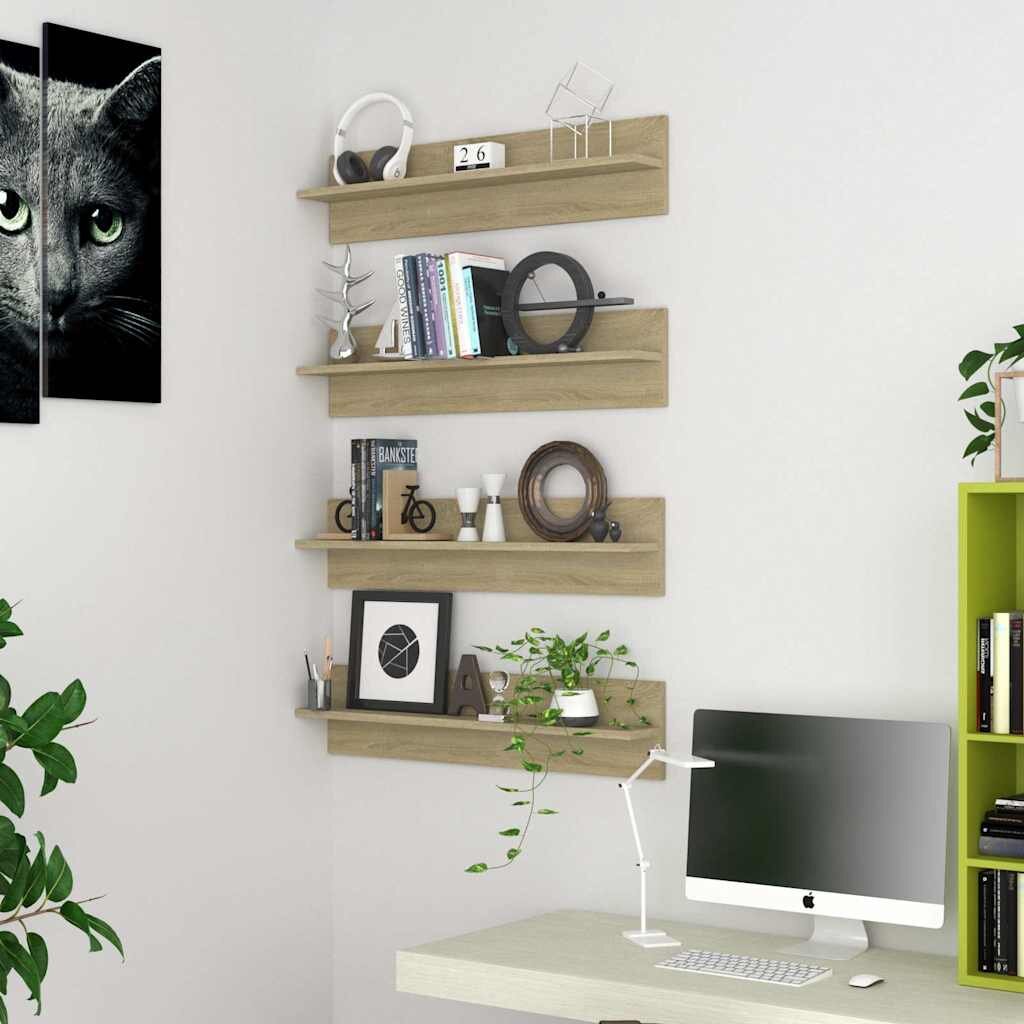 vidaXL Стенни рафтове 4 бр дъб сонома 80x115x18см инженерно дърво