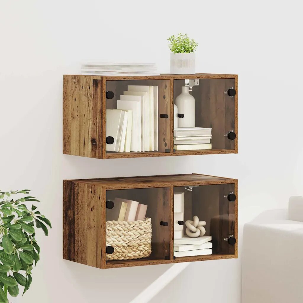 vidaXL Стенни шкафове 2 бр. 68 x 37 x 35 см Инженерна дървесина