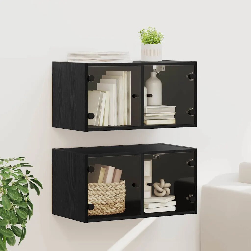 vidaXL Стенни шкафове 2 бр. 68 x 37 x 35 см Инженерна дървесина