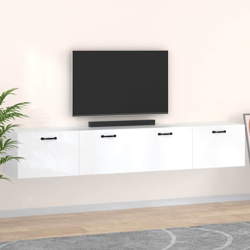 vidaXL Стенни шкафове 2 бр бели 100x365x35 см инженерно дърво