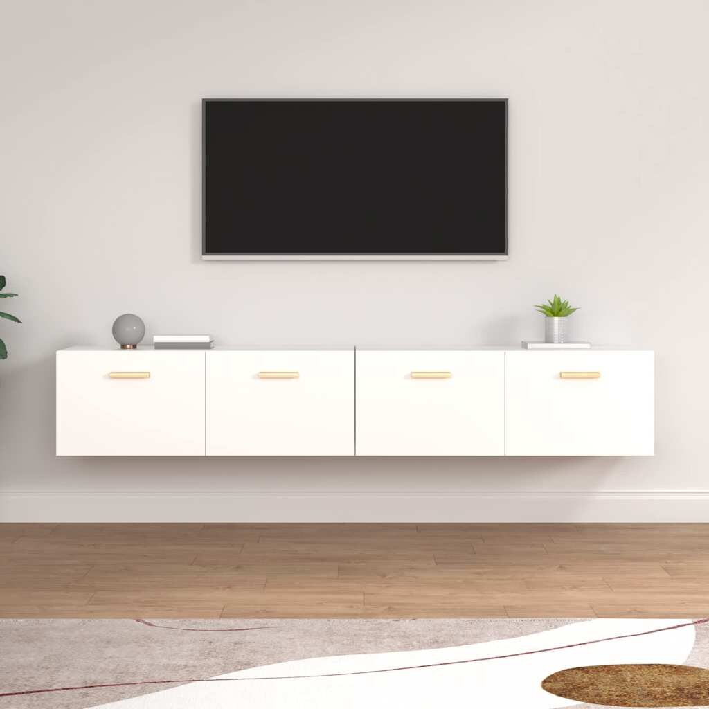 vidaXL Стенни шкафове 2 бр бели 100x365x35 см инженерно дърво