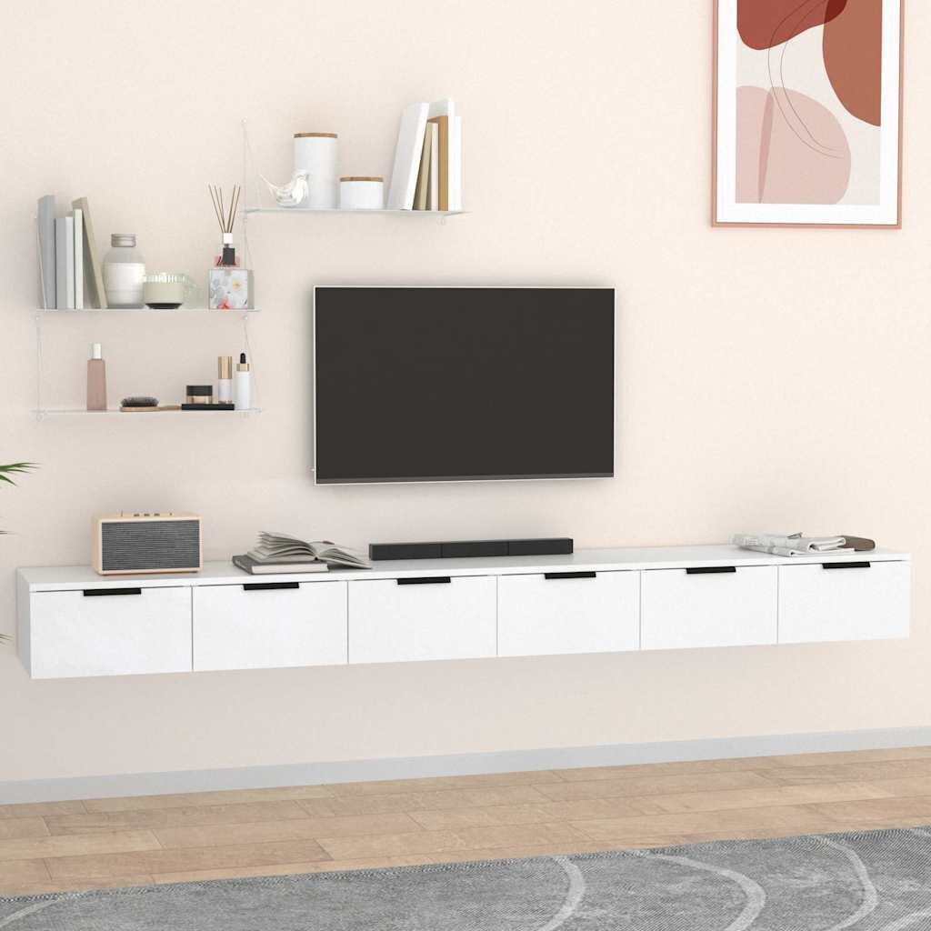 vidaXL Стенни шкафове 2 бр бели 102x30x20 см инженерно дърво