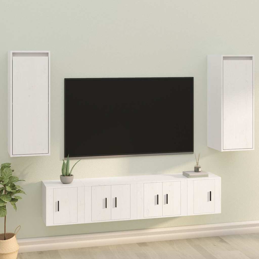 vidaXL Стенни шкафове 2 бр бели 30x30x80 см бор масив