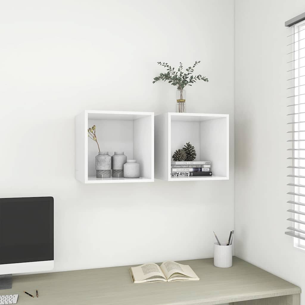 vidaXL Стенни шкафове 2 бр бели 37x37x37 см инженерно дърво