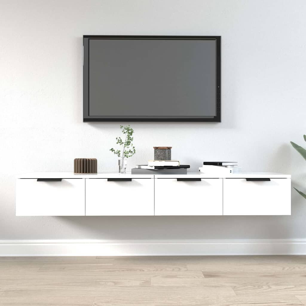 vidaXL Стенни шкафове 2 бр бели 68x30x20 см инженерно дърво