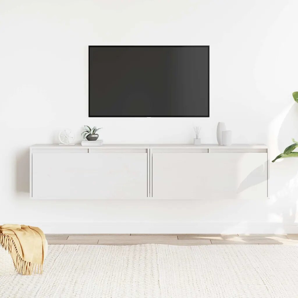 vidaXL Стенни шкафове 2 бр бели 80x30x35 см бор масив