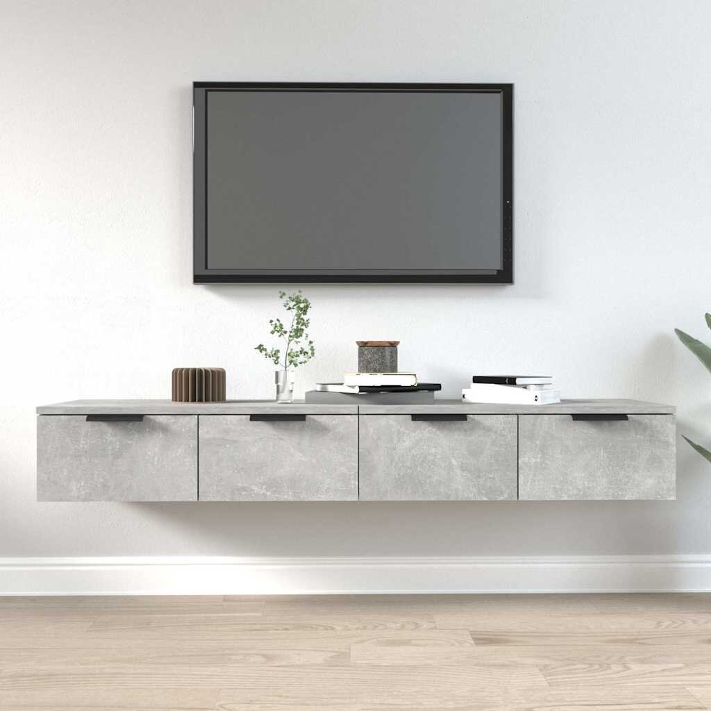 vidaXL Стенни шкафове 2 бр бетонно сиви 68x30x20 см инженерно дърво