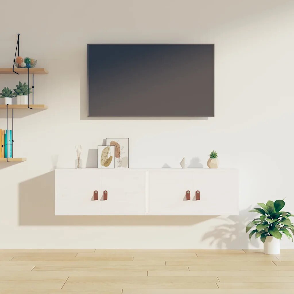 vidaXL Стенни шкафове 2 бр бяла 60x30x30 см бор масив