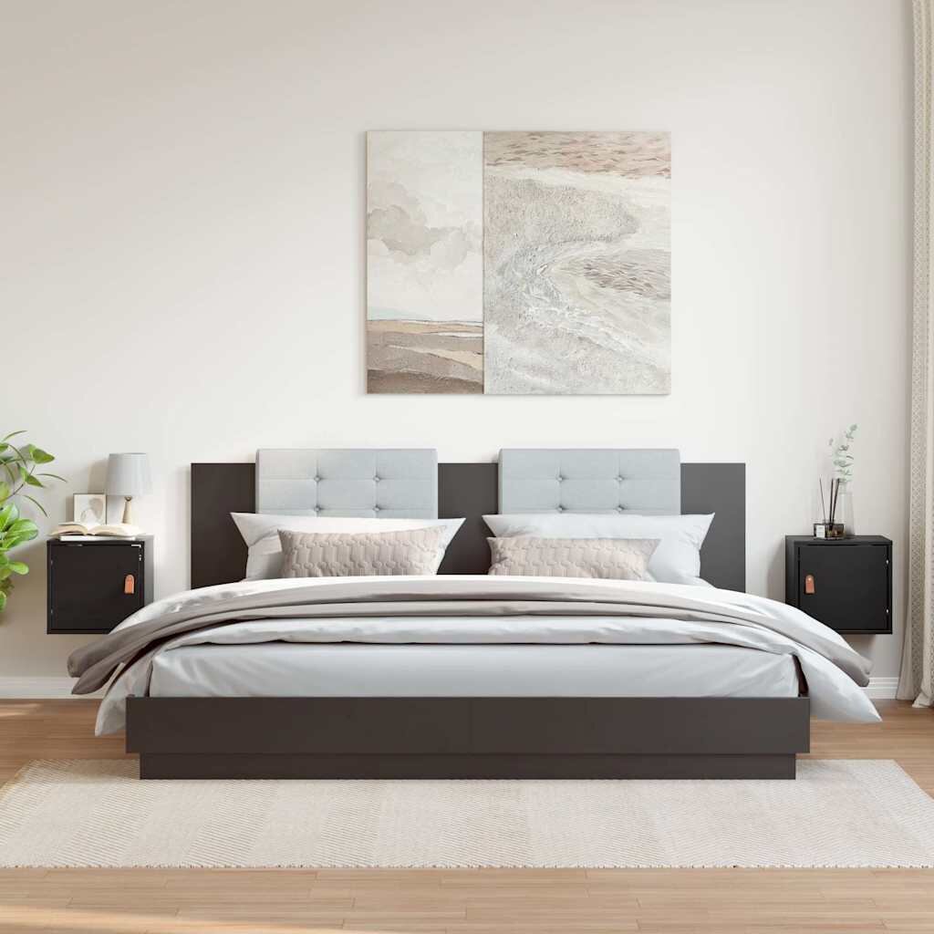 vidaXL Стенни шкафове 2 бр черни 315x30x30 см бор масив