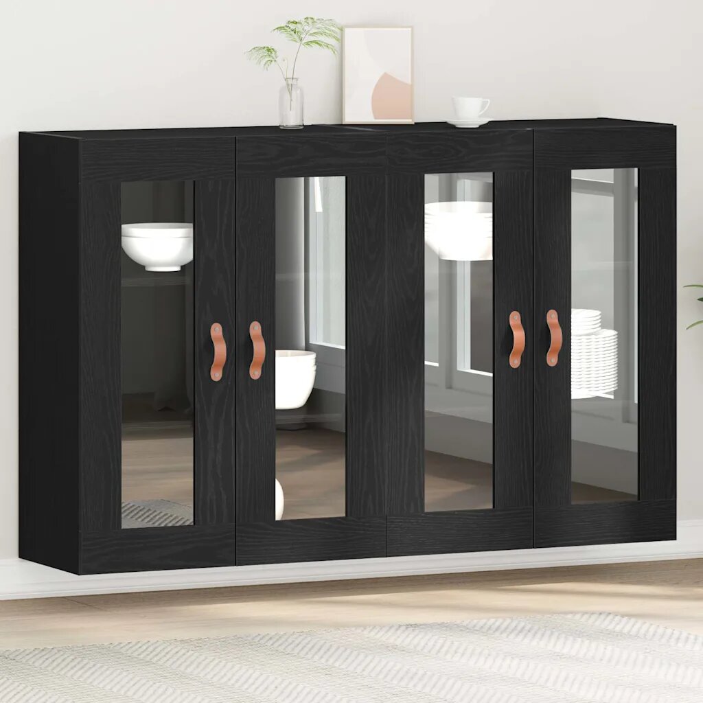 vidaXL Стенни шкафове 2 бр. Черния дъб 695 x 34 x 90 см