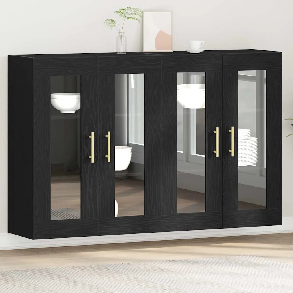 vidaXL Стенни шкафове 2 бр. Черния дъб 695 x 34 x 90 см