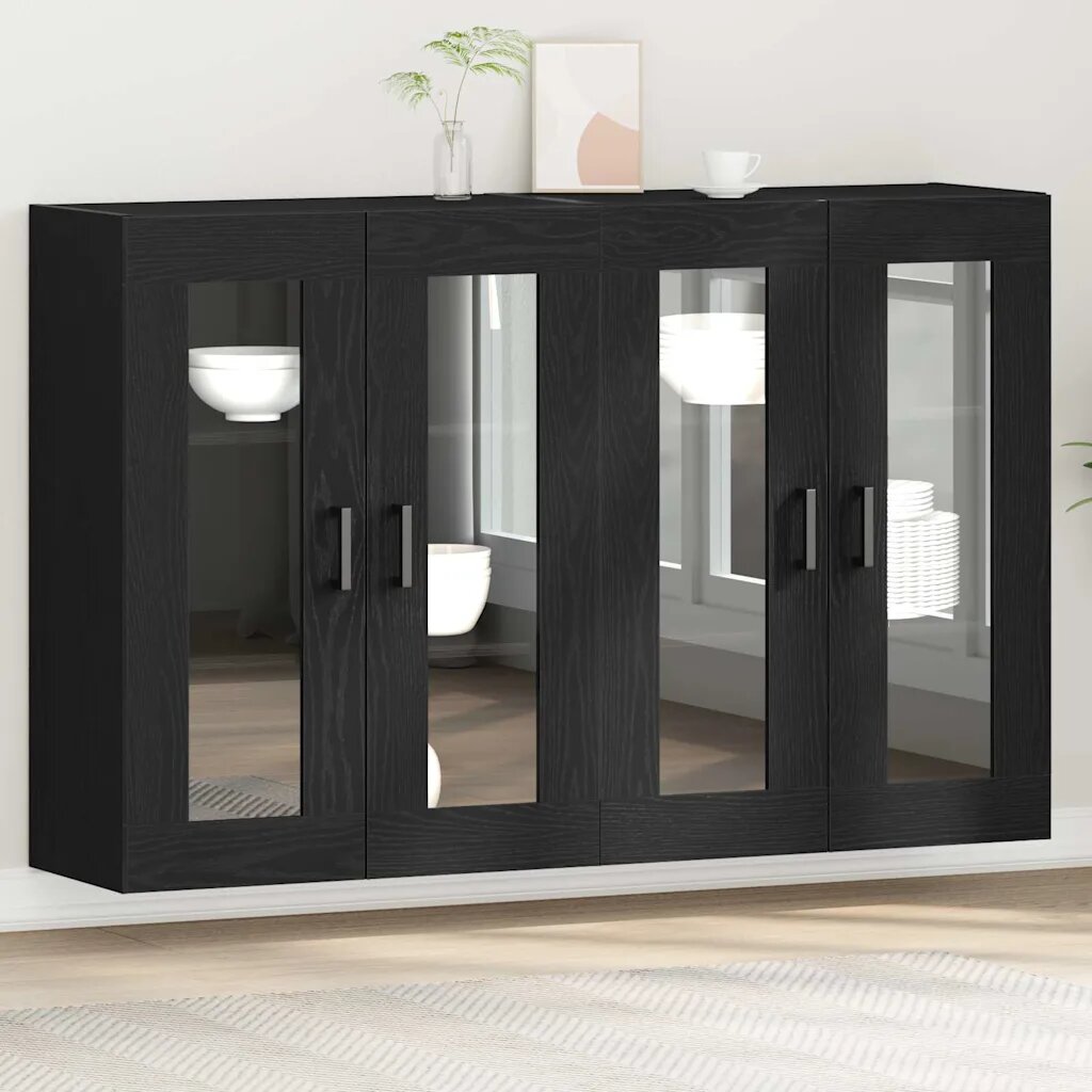 vidaXL Стенни шкафове 2 бр. Черния дъб 695 x 34 x 90 см