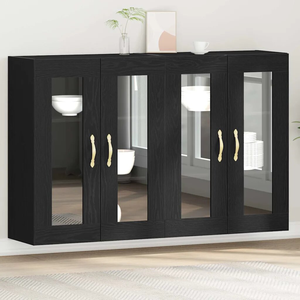 vidaXL Стенни шкафове 2 бр. Черния дъб 695 x 34 x 90 см