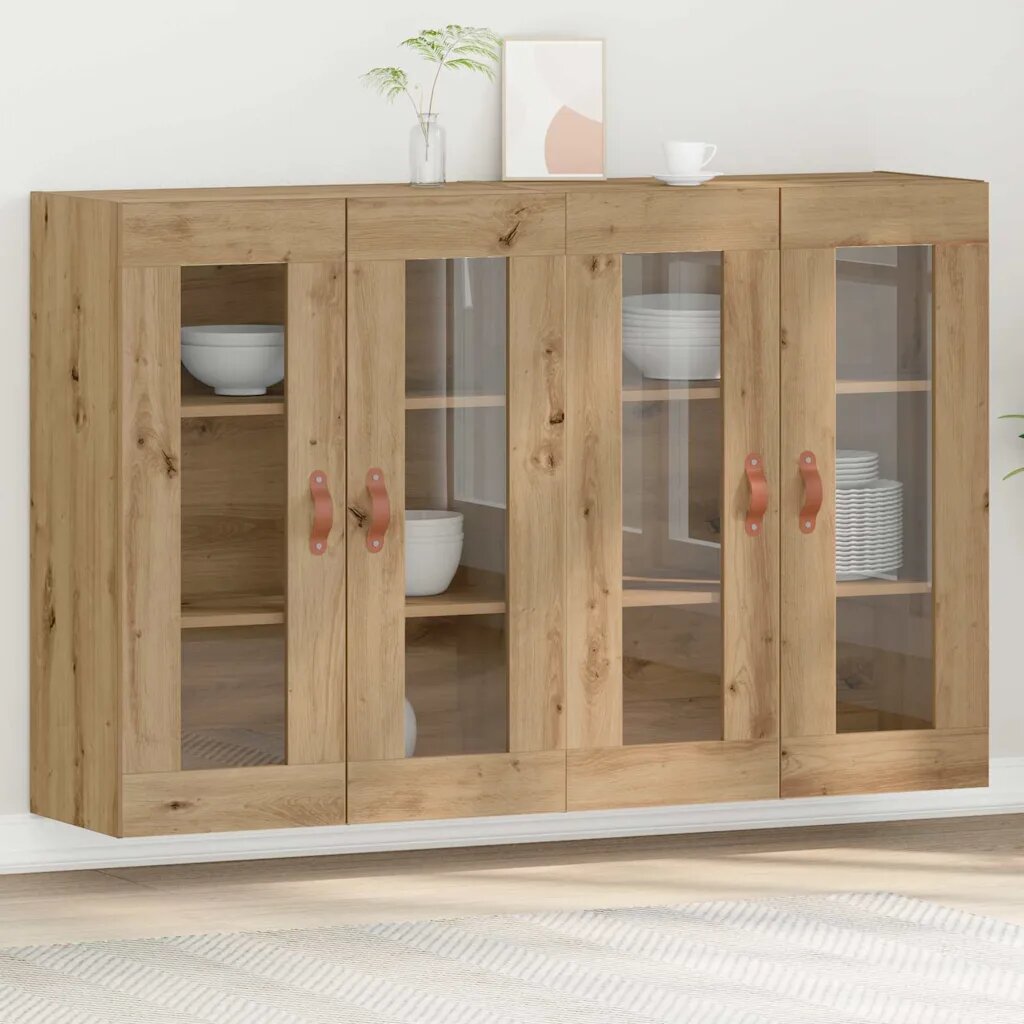 vidaXL Стенни шкафове 2 бр. Дъб 695 x 34 x 90 см Инженерна дървесина