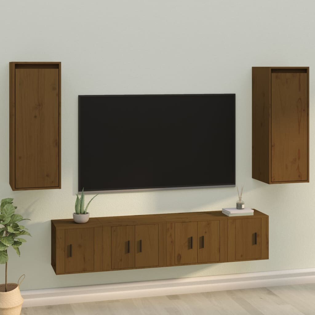 vidaXL Стенни шкафове 2 бр меденокафяви 30x30x80 см бор масив
