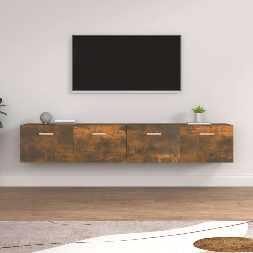 vidaXL Стенни шкафове 2 бр опушен дъб 100x365x35 см инженерно дърво
