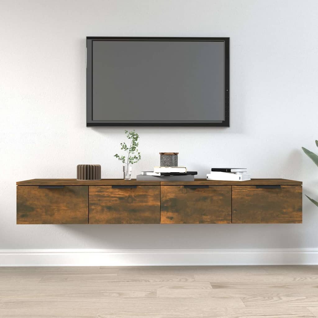 vidaXL Стенни шкафове 2 бр опушен дъб 68x30x20 см инженерно дърво