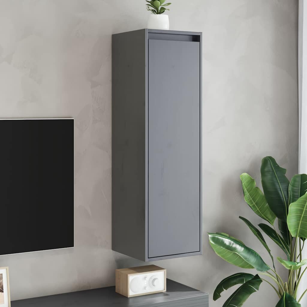 vidaXL Стенни шкафове 2 бр сиви 30x30x100 см бор масив