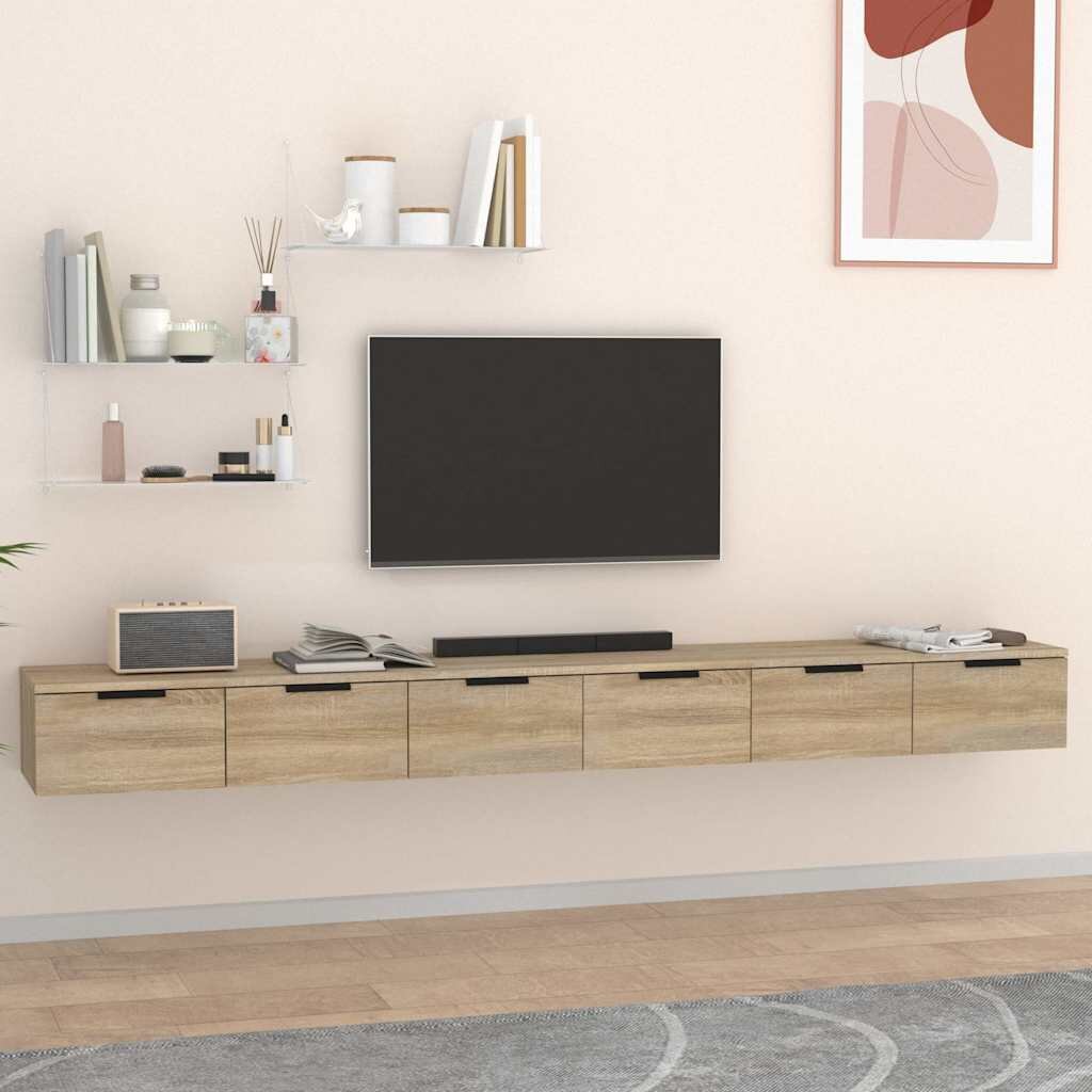vidaXL Стенни шкафове 2 бр сонома дъб 102x30x20 см инженерно дърво